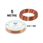 5 Metre. Bakır Rengi Tel. 1 Mm Kalınlık. Makara Tel. Hobi. Deney