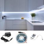 5 Metre Beyaz Şerit Led Kumandalı Dimmer Anahtar Tak Çalıştır Hazır Set Adaptör Dahil, Açma-Kapama, Parlaklık Ayarı Yapılabilir, Mutfak, Tezgah, Dolap içi, Ayna, Tv Ünitesi Aydınlatma