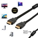 5 Metre Ekstra Koruma Hasır Örgülü Altın Uçlu Parazit Filtreli (Ferrit Çekirdek) HDMI Kablo