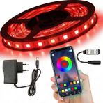 5 Metre Rgb Şerit LED Seti - Bluetooth Uygulama Kontrollü - Müziğe Duyarlı 5050 3 Çipli Tak Çalıştır - Adaptör Dahil - Iç Mekan Silikonsuz Aydınlatma