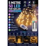 5 Metre SARI 50 LED Işıklar Peri Işıkları 8 MOD RGB Işıkları USB SARI Renkli Işık Peri Dize Işıkları Tel Fonksiyonlu Süsleme İnce Telli Aydınlatmalı Şerit Led Yılbaşı Işık Yılbaşı Süsü