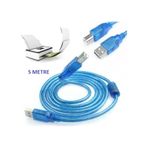 5 Metre Usb Yazıcı Printer Kablosu Mavi Şeffaf Kaliteli