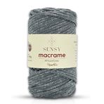 5 Mm - Simli 400 Gr Polyester Makrome Ipi 75 M Polyester Makrome Ip Supla Ip Ve Çanta Ipliği (Gri)