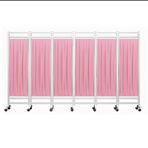 5 Panel Room Divider Folding Privacy Screen, Outdoor Retractable Partition for Patio Privacy, Portable Medical Screen on Wheels, Mobile Separator(Blue) (Pink)