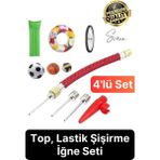 5 Parça Hava Şişirme Ucu Iğnesi Aparatı Sibop Seti Spor Topu Basketbol Futbol Bisiklet Lastik Amaçlı - Turuncu