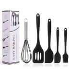 5 Parça Siyah Silikon Spatula Seti | Yanmaz, Yapışmaz ve Isıya Dayanıklı
