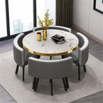 5 Parça Yemek Takımı Masa ve 4 Sandalyeli Kahvaltı Bar Tarzı Mutfak Mobilyası Seti Yemek Odası için 80 x 74 cm Masa Boyutu Modern Tasarım Küçük Alanlar için