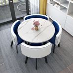5 Parça Yuvarlak Yemek Takımı Mutfak Kahvaltı Masası 4 Sandalyeli Şık Mobilya Yemek Odası ve Mutfak için 31.5"x29.5" (80x75cm) Yuvarlak Masa ve Sandalye Seti
