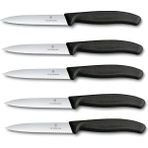 5 Parçalı Sebze Bıçağı Seti Swiss Classic Siyah — 10 cm Tırtıklı Kenarlı — Domates Bıçağı