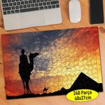 5 Piramit ve Deve Üstünde İnsan Silüeti 240 Parça Puzzle Yapboz