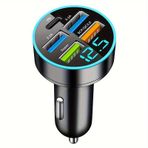 5 Port Usb Süper Hızlı Şarj Akıllı Telefon Şarj Algılama Dijital Ekran Araç Adaptörü Cep Telefonu Şarj Cihazı