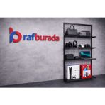 5 Raflı Duvara Monte Tel Pano Rafı - Tel Pano Stand, Duvar Askılığı Siyah 20X100x200 Cm