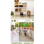 5 Raflı Metal Ayak Ahşap Raf Hafif Taşınabilir Kolay Kurulum Açık Kapaksız Ayakkabılık 28x90x9 cm
