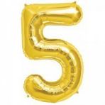 5 Rakamı Altın Folyo Balon