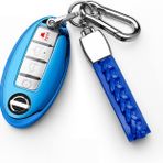 【5 renk】 Z.MYUKI Qashqai anahtar kılıfı, anahtarlık, Nissan Qashqai J11 2013-2020 için, aksesuar anahtar kılıfı (mavi)