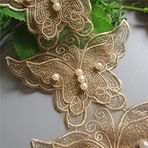 5 Yarda Altın Kelebek İnci Dantel Kenar Süsleme Şerit 11 cm Genişlik Vintage Süslemeler Kumaş Çiçek İşlemeli Aplike Kendin Yap Dikiş Düğün Gelin Elbisesi Parti Giysileri Nakış Hediye Pasta El Sanatları