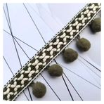 5 Yards Renkli Ponpon Püskül Şerit 3 cm Ponpon Şeritleri Ponpon Şeritleri Püsküllü Şerit Ponpon Bandı Dikiş El İşi için Ponpon Bandı Dantel Ponpon Bandı Kendin Yap Kıyafet Perde Dekorasyon Ordu Yeşili