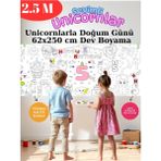 5 Yaş Doğum Günü Partisi Unicorn Temalı Dev Boyama Kağıdı | Eğitici Oyuncak, Kitap, Hediye - Tekli