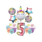 5 Yaş Gökkuşağı Konsepti Unicorn Temalı Doğum Günü Parti Kutlama Seti