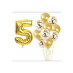 5 YAŞ GOLD KONFETİLİ ŞEFFAF BALON SETİ