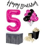 5 Yaş Pembe Balon Rakam Folyo Banner Mısır Kutusu Masa Eteği D