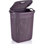 50-99 L Mürdüm Örgü Desenli 52 Litre Kirli Çamaşır Sepeti Plastik Mor 53 x 44