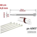 50 Adet 40cmx4,8mm Beyaz Plastik Cırt Kelepçe Kablo Bağı