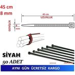 50 Adet 45Cm X 8Mm Plastik Cırt Kelepçe Kablo Bağı Siyah