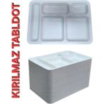 50 Adet 5 Gözlü Kırılmaz Plastik Tabldot Tabağı Beyaz Self Servis Tabildot Tabilot Tabak