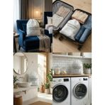 50 Adet Baskılı Çamaşır Torbası - 40X50 cm Büzgülü Tela Bavul Içi Organizer - Beyaz