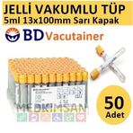 50 Adet Kan Alma Tüpü, Vakumlu Jelli, Sarı Kapak 5ml 13x100mm, Bd Vacutainer SST 2 Advance Plus