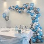 50 Adet Metalik Balon Ve 5 Metre Balon Zinciri (mavi - Gümüş - Beyaz) Uçan Balon