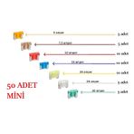 50 Adet Mini Oto Bıçak Sigorta, Yassı