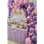 50 Adet Şeffaf Pullu Lila Pembe Balon Zincir Seti Dogum Günü Balonu