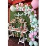 50 adet Su Yeşili-pempe Metalik Sedefli Balon+5 M. Balon Zinciri