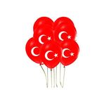 50 Adet Türk Bayraklı Kırmızı Baskılı Balon 23 Nisan - 29 Ekim Süslemesi