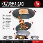 50 Cm Ahşap Kulplu Çift Taraflı Kavurma Ve Gözleme Sacı