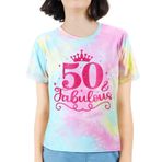 50. doğum günü kadın 50 yaş kadın doğum günü tişörtleri bayanlar için Fabulous at 50 Women's, Dye-tie, XL