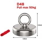 50 Kg D48 Magnet Fishing 20M Halatlı Pot Mıknatıs Seti