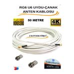 50 Metre Uydu Çanak Anten Kablosu Cm-101 48 Tel Rg6 U4 Bakır Alışımlı 2 Adet Connektör Dahil