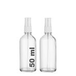 50 ml Kapaklı Beyaz Sprey Şeffaf 50 Cc Fısfıs Kolonya Dezenfektan Şeffaf Cam Şişe 2 Adet (Şeffaf Şişe | Beyaz Sprey, 50 ml)