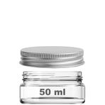 50 ml Kapaklı Kozmetik Kavanozu 50 Cc Şeffaf Cam Krem Kavanoz (1, Metal Gümüş Kapak)