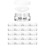 50 ml Kapaklı Kozmetik Kavanozu 50 Cc Şeffaf Cam Krem Kavanoz (20 Adet, Plastik Beyaz Kapak)