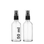 50 ml Kapaklı Siyah Sprey Şeffaf 50 Cc Fısfıs Kolonya Dezenfektan Şeffaf Cam Şişe 2 Adet (Şeffaf Şişe | Siyah Sprey, 50 ml)