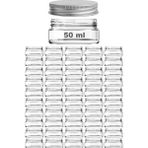 50 ml Metal Gümüş Kapaklı Kozmetik Kavanozu 50 cc Şeffaf Cam Krem Kavanoz 50 Adet