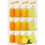 50 Ml Şeffaf Cam Mini Ginger Şişesi, 24 Adet, Detox Şişesi, Sızdırmaz Kapaklı Şişe, Süs Şişesi, Kolonya Şişesi, Koku Şişesi
