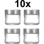 50 ml Şeffaf Cam Seyahat Krem ve Organizer Kavanozu 10'lu Set - Antrasit