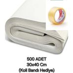 500 Adet 30X40 Tabak - Bardak Eşya Sarma Taşıma Taşınma Paketleme Kağıdı - Koli Bandı Hediye - Beyaz