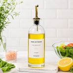 500 ml Cam Yağdanlık, Akıtıcılı Zeytinyağı Şişesi, Kapaklı Yağlık Sirkelik, Mutfak İçin Şeffaf Yağ Saklama ve Servis Şişesi
