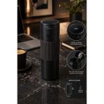 500 Ml Dijital Göstergeli Çelik Termos Mug Vakumlu Isı Yalıtımlı Sızdırmaz Kapak Bardak (Ekru-Siyah)